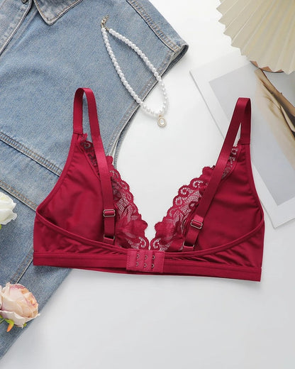 Lace Trim Soft Wireless Bralette