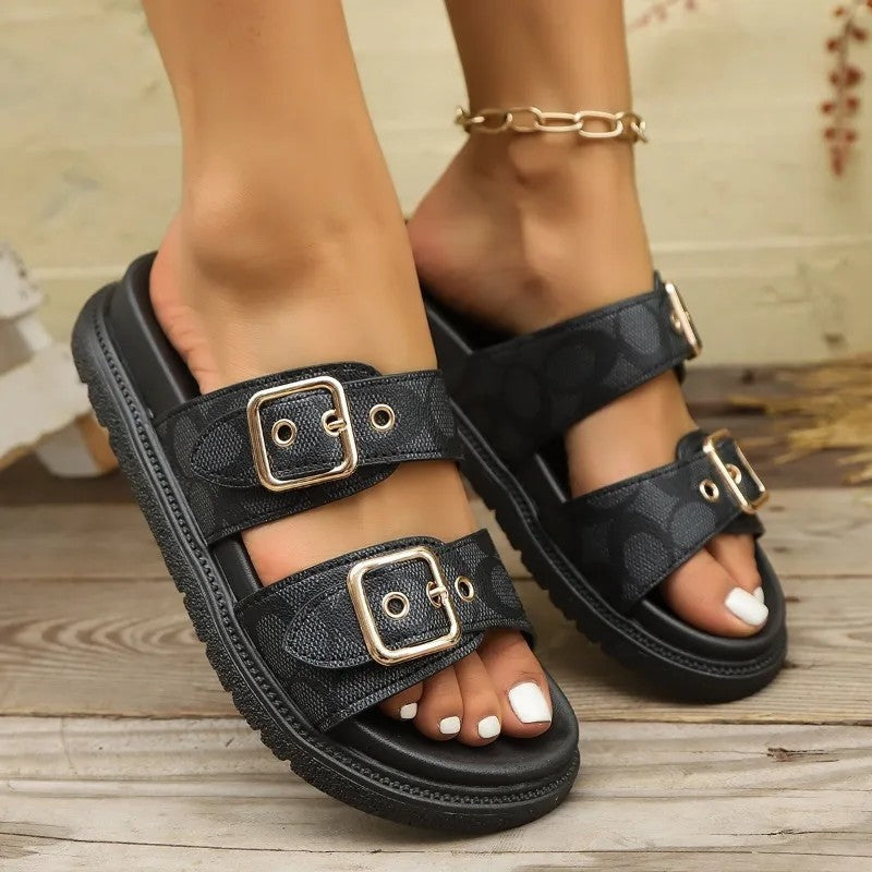 Lenaro Double Buckle Platform Sandals