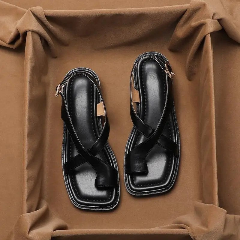 Lirone Cross Strap Square Toe Sandals
