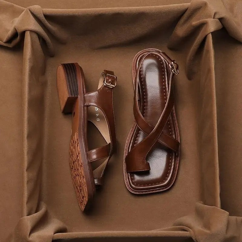 Lirone Cross Strap Square Toe Sandals