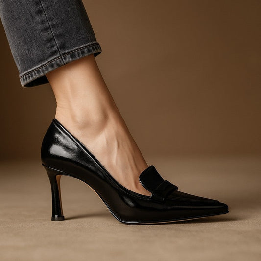 Lorven Polished Leather Loafer Heel