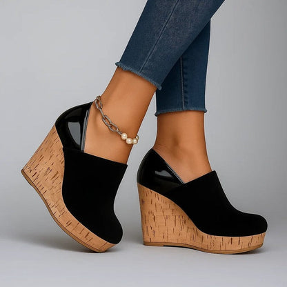 Lunari Platform Cork Wedge Mules