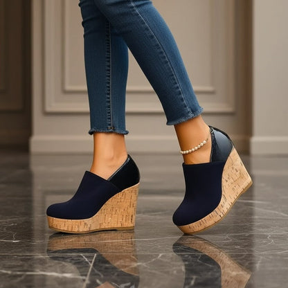 Lunari Platform Cork Wedge Mules