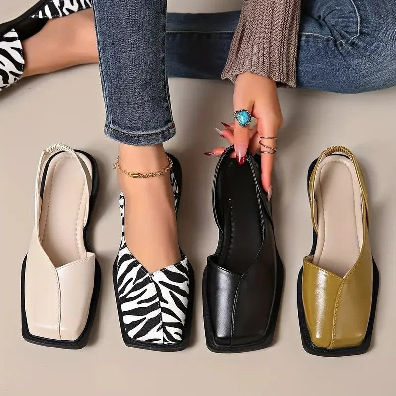 Lunari Square Toe Slingback Flats