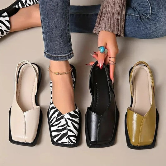 Lunari Square Toe Slingback Flats