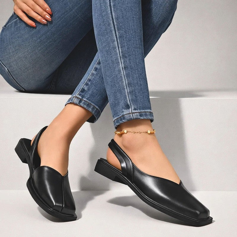 Lunari Square Toe Slingback Flats