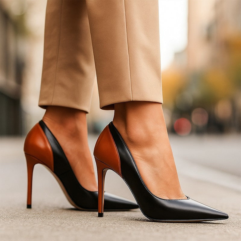 Lunedi Two-Tone Leather Pointed Pump