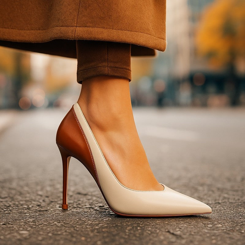 Lunedi Two-Tone Leather Pointed Pump