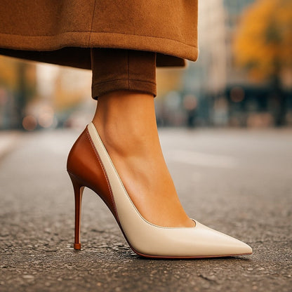 Lunedi Two-Tone Leather Pointed Pump