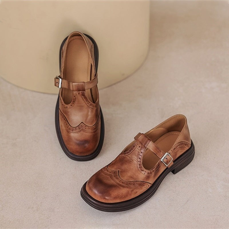 Lunetti Brogue Buckle Strap Loafers