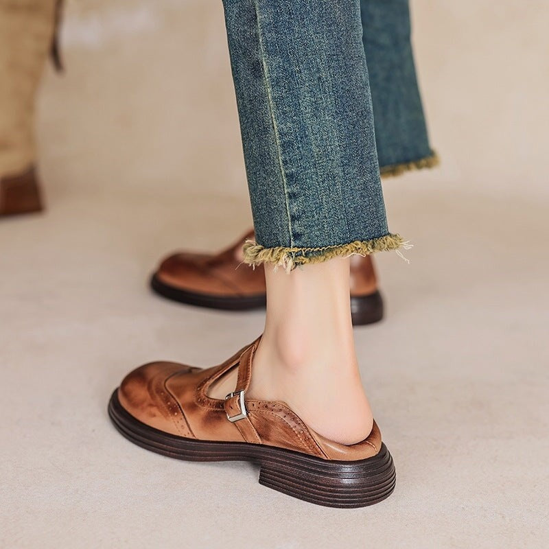 Lunetti Brogue Buckle Strap Loafers