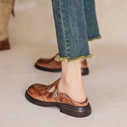 Lunetti Brogue Buckle Strap Loafers
