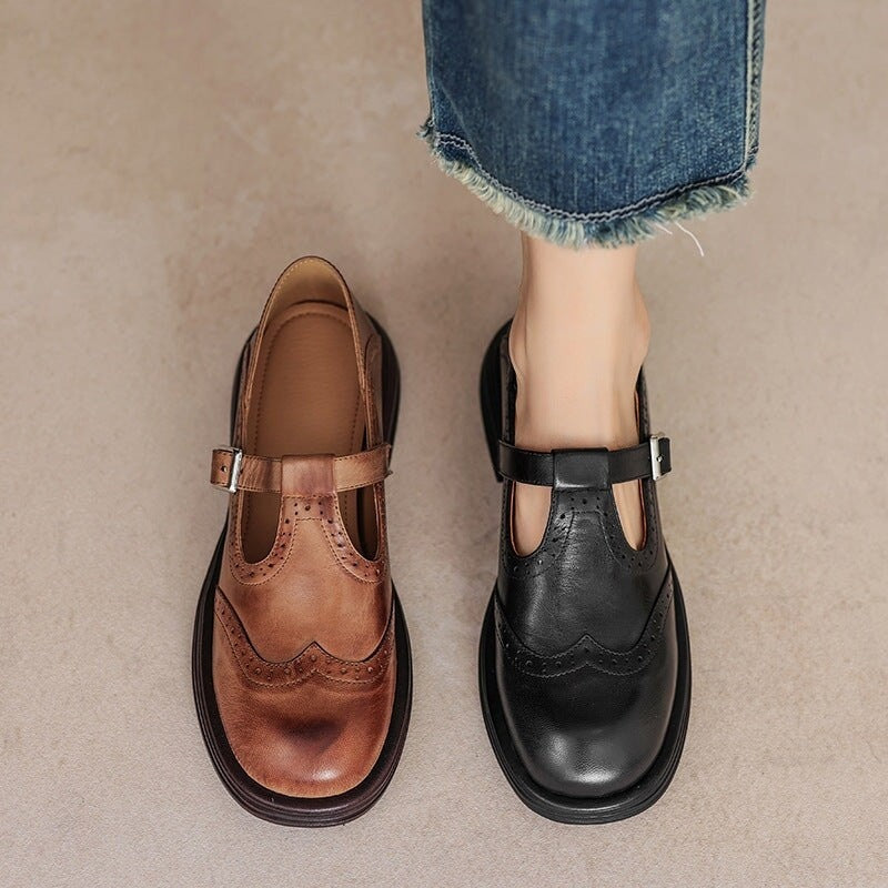 Lunetti Brogue Buckle Strap Loafers