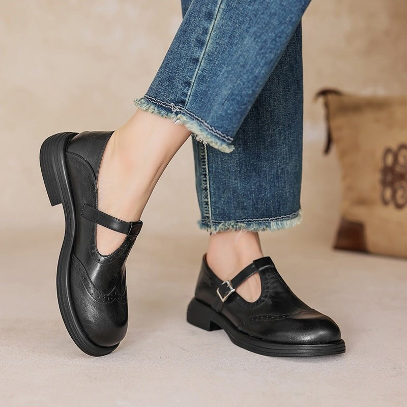 Lunetti Brogue Buckle Strap Loafers