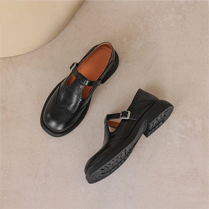 Lunetti Brogue Buckle Strap Loafers