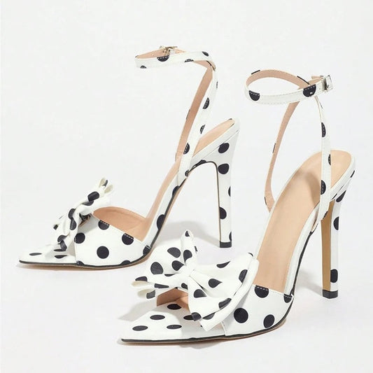 Luniva Bow Detail Ankle Strap Heels