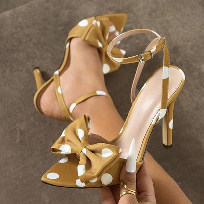 Luniva Bow Detail Ankle Strap Heels