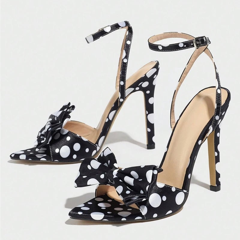 Luniva Bow Detail Ankle Strap Heels