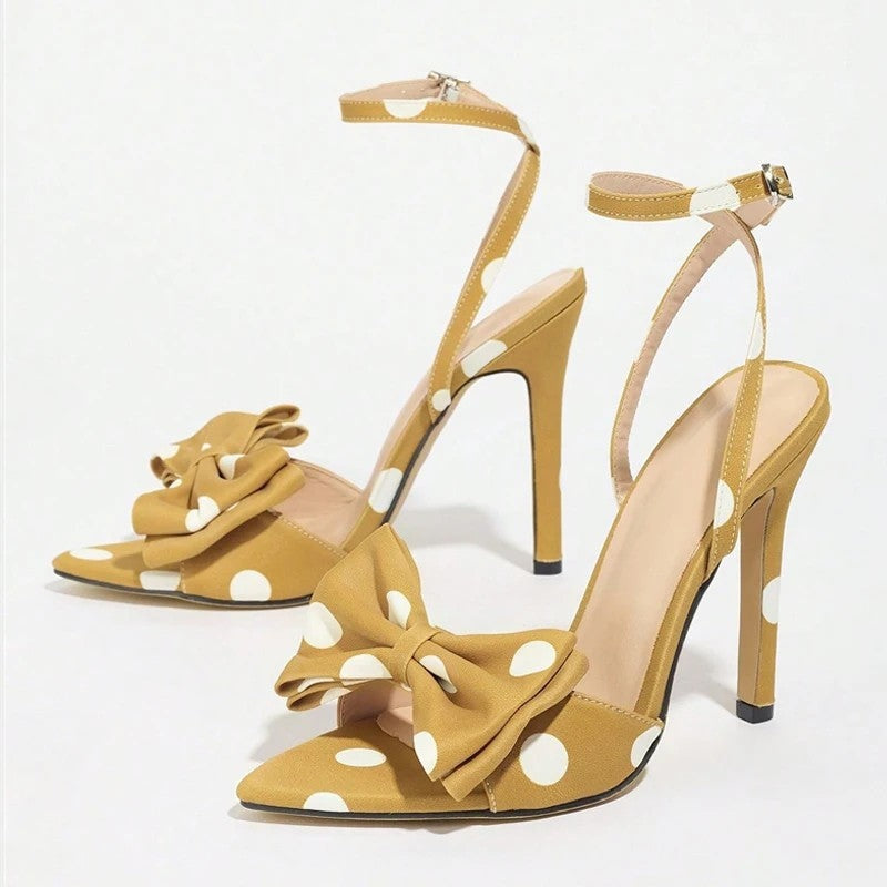Luniva Bow Detail Ankle Strap Heels