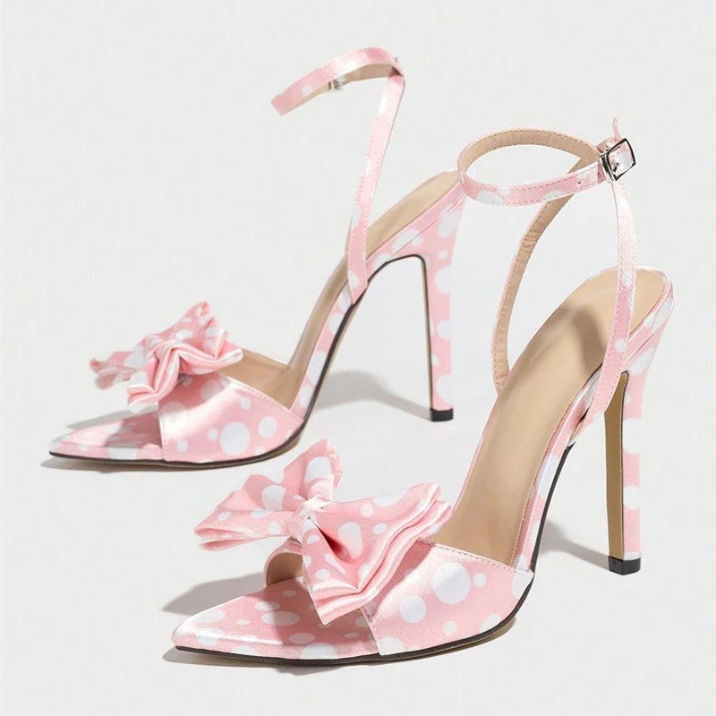 Luniva Bow Detail Ankle Strap Heels
