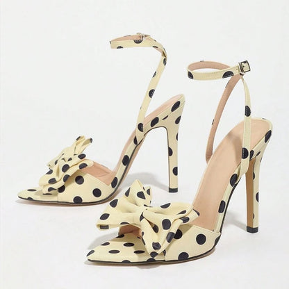 Luniva Bow Detail Ankle Strap Heels