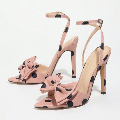 Luniva Bow Detail Ankle Strap Heels