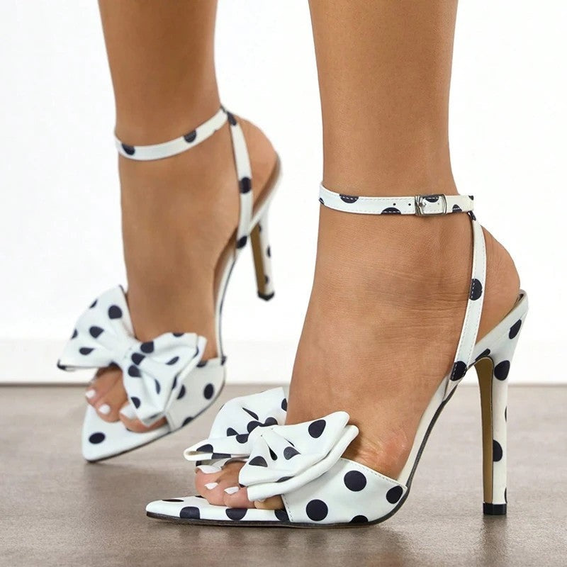 Luniva Bow Detail Ankle Strap Heels