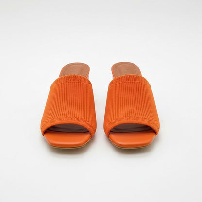 Luvina Knit Block Heel Mule Sandals