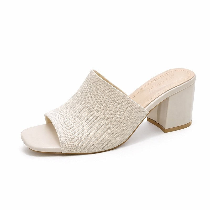 Luvina Knit Block Heel Mule Sandals