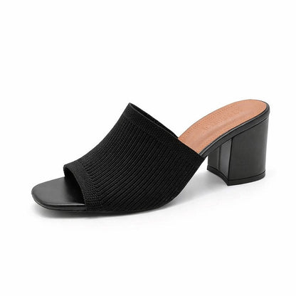 Luvina Knit Block Heel Mule Sandals
