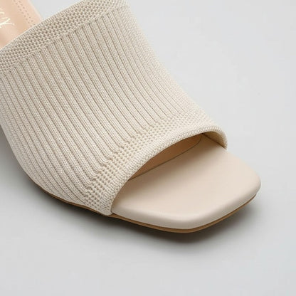 Luvina Knit Block Heel Mule Sandals