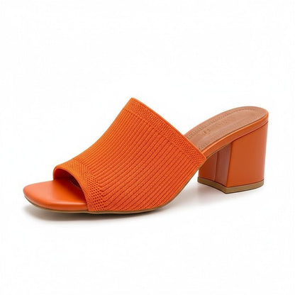 Luvina Knit Block Heel Mule Sandals