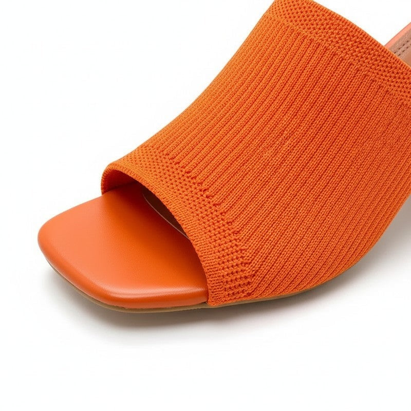 Luvina Knit Block Heel Mule Sandals