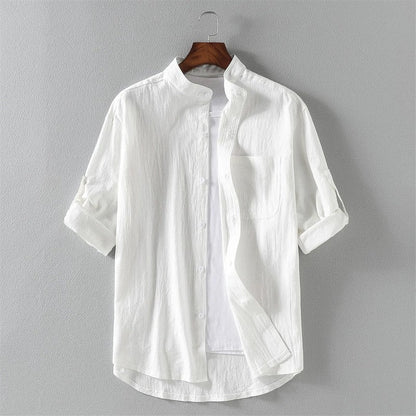 Mandarin Collar Relaxed Fit Casual Shirt
