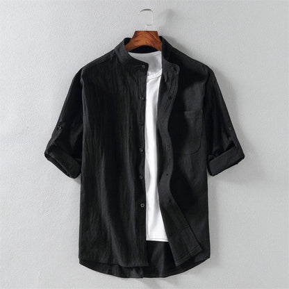 Mandarin Collar Relaxed Fit Casual Shirt