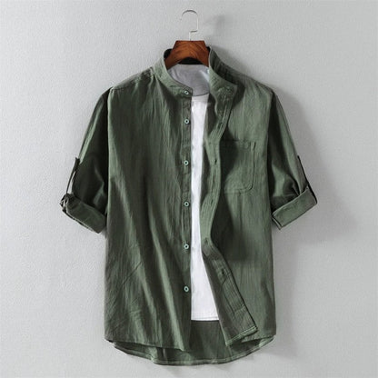 Mandarin Collar Relaxed Fit Casual Shirt