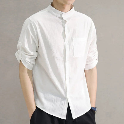 Mandarin Collar Relaxed Fit Casual Shirt