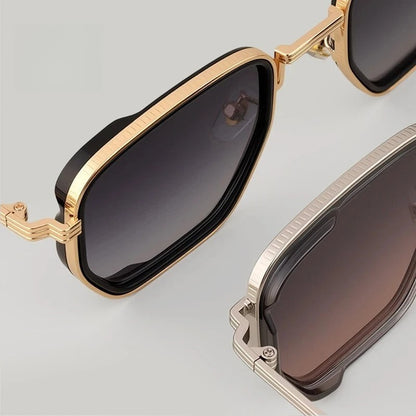 Marvion Geometric Metal Frame Sunglasses