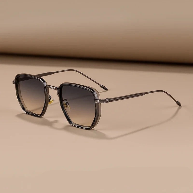 Marvion Geometric Metal Frame Sunglasses