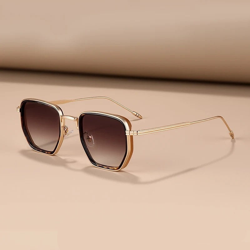 Marvion Geometric Metal Frame Sunglasses