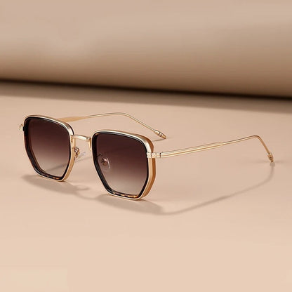 Marvion Geometric Metal Frame Sunglasses