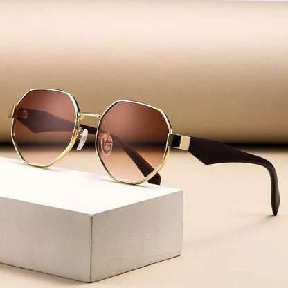 Ravone Geometric Metal Frame Sunglasses