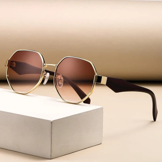 Ravone Geometric Metal Frame Sunglasses