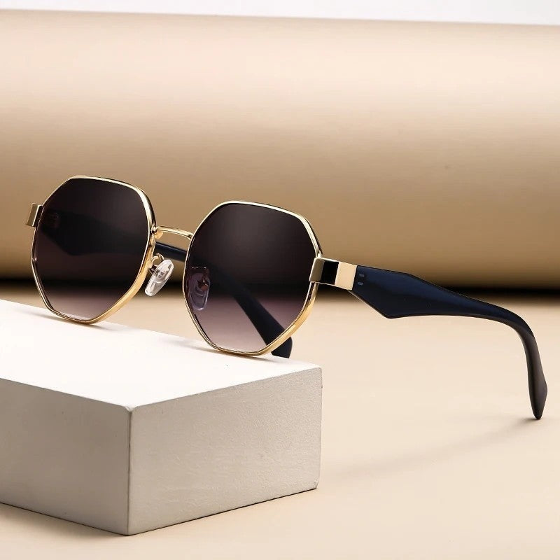 Ravone Geometric Metal Frame Sunglasses