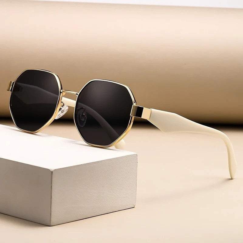 Ravone Geometric Metal Frame Sunglasses
