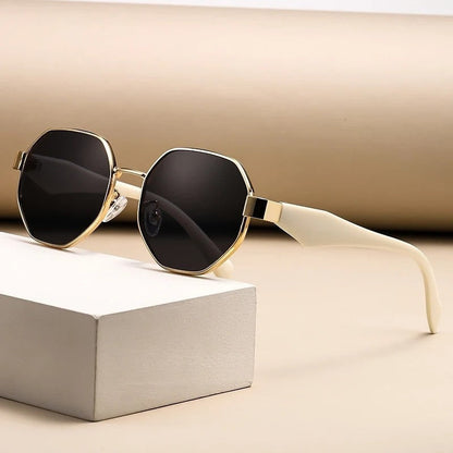 Ravone Geometric Metal Frame Sunglasses