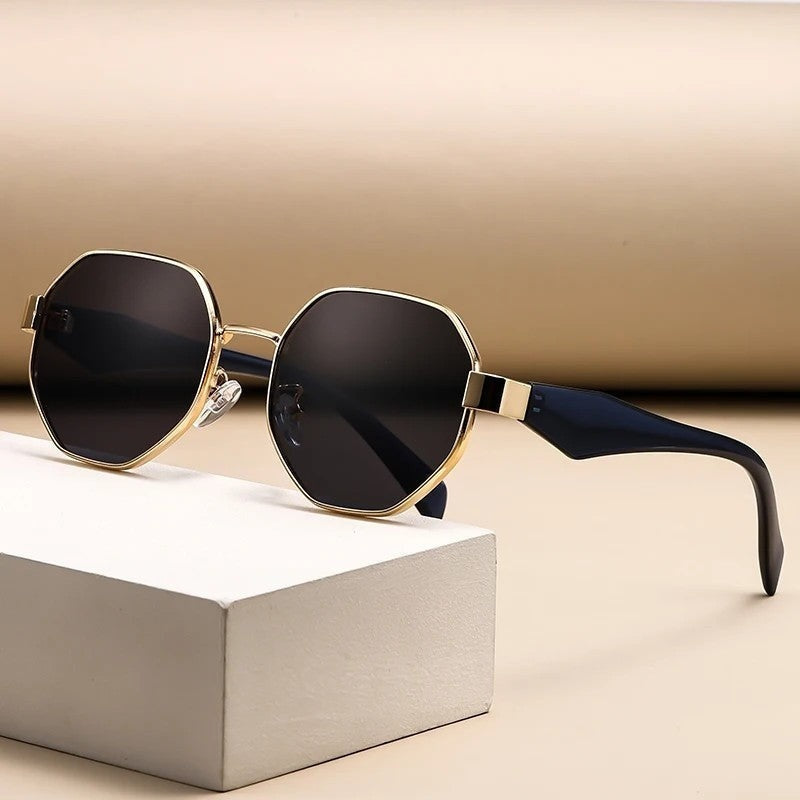 Ravone Geometric Metal Frame Sunglasses