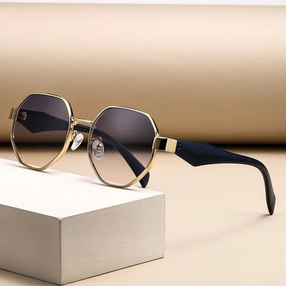 Ravone Geometric Metal Frame Sunglasses