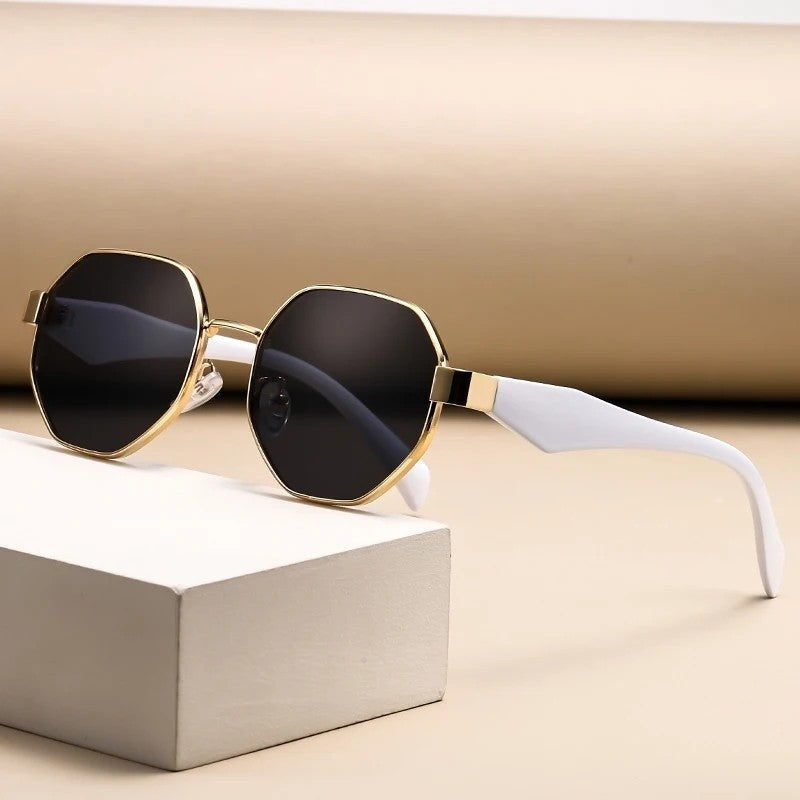Ravone Geometric Metal Frame Sunglasses