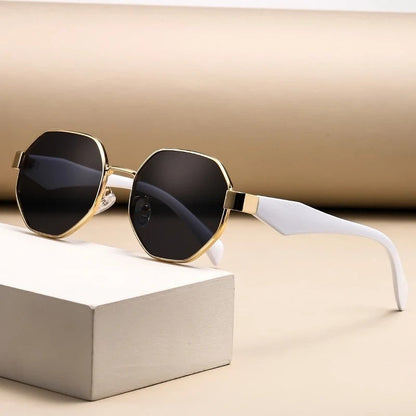 Ravone Geometric Metal Frame Sunglasses